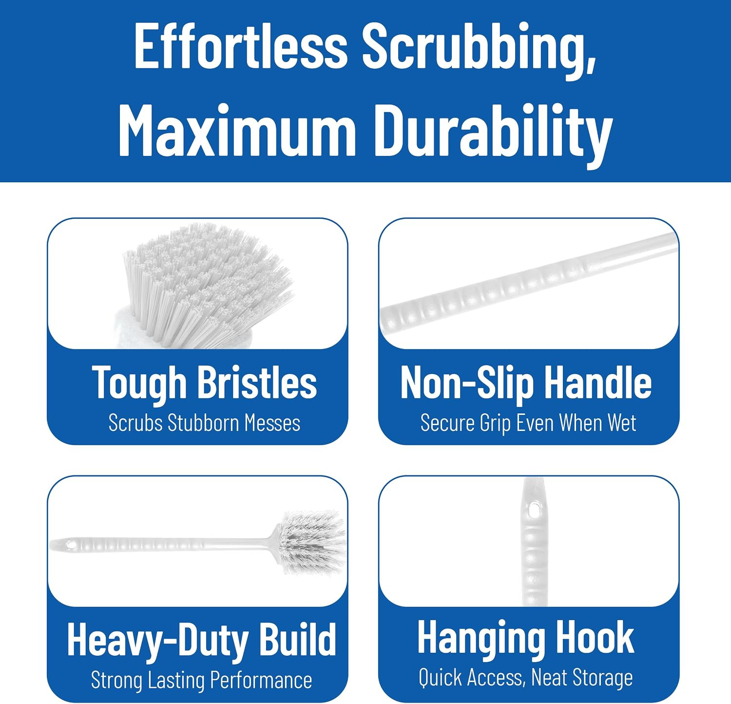 40501EC02 Plastic Large Scrub Brush, Kitchen Brush, Utility Brush with Long Hand