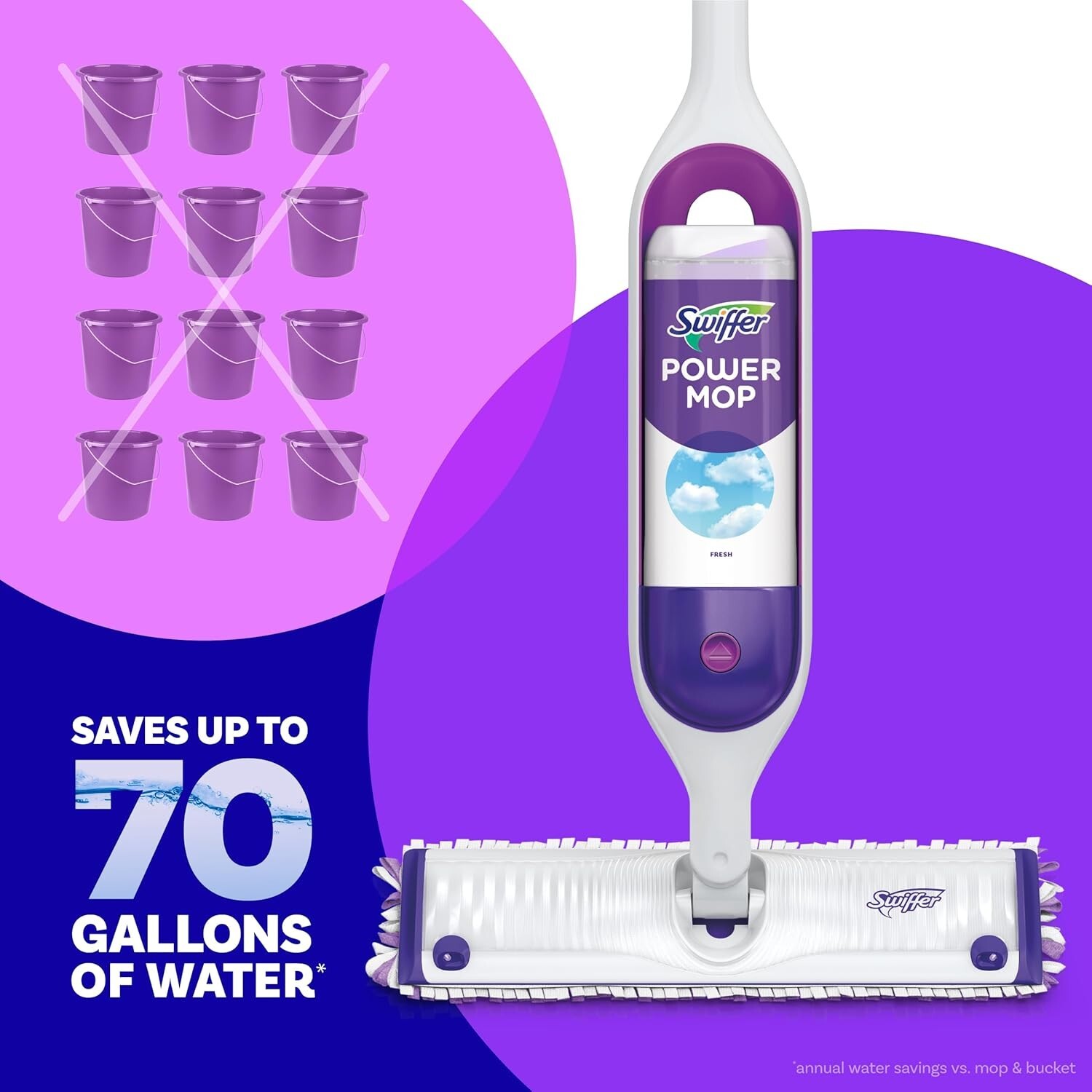Swiffer Power Mop Floor Cleaning Solution Fresh Scent Floor Cleaner,25.3 oz, 2x.
