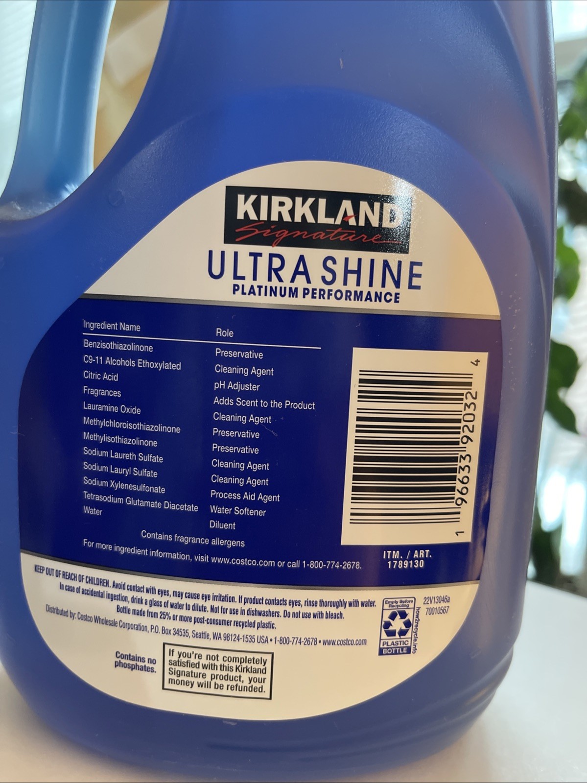 Kirkland Signature Ultra Shine Liquid Dish Soap, Fresh, 90 fl. oz.
