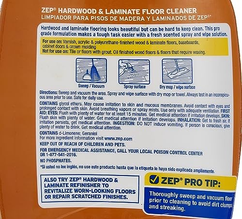 Zep Commercial Wood Laminate Cleaner 32oz for Home Improvement and Cleaning