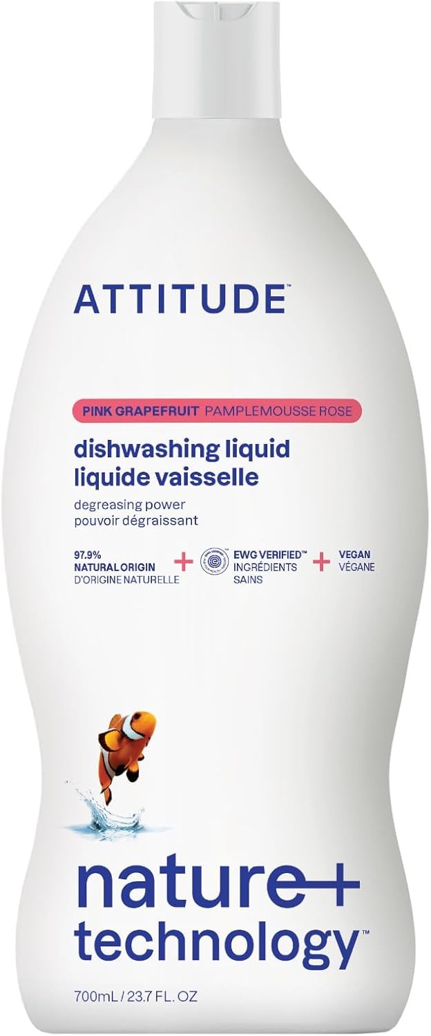 ATTITUDE Dish Soap, EWG Verified, Plant-Based & Vegan Dishwashing Liquid, Natura