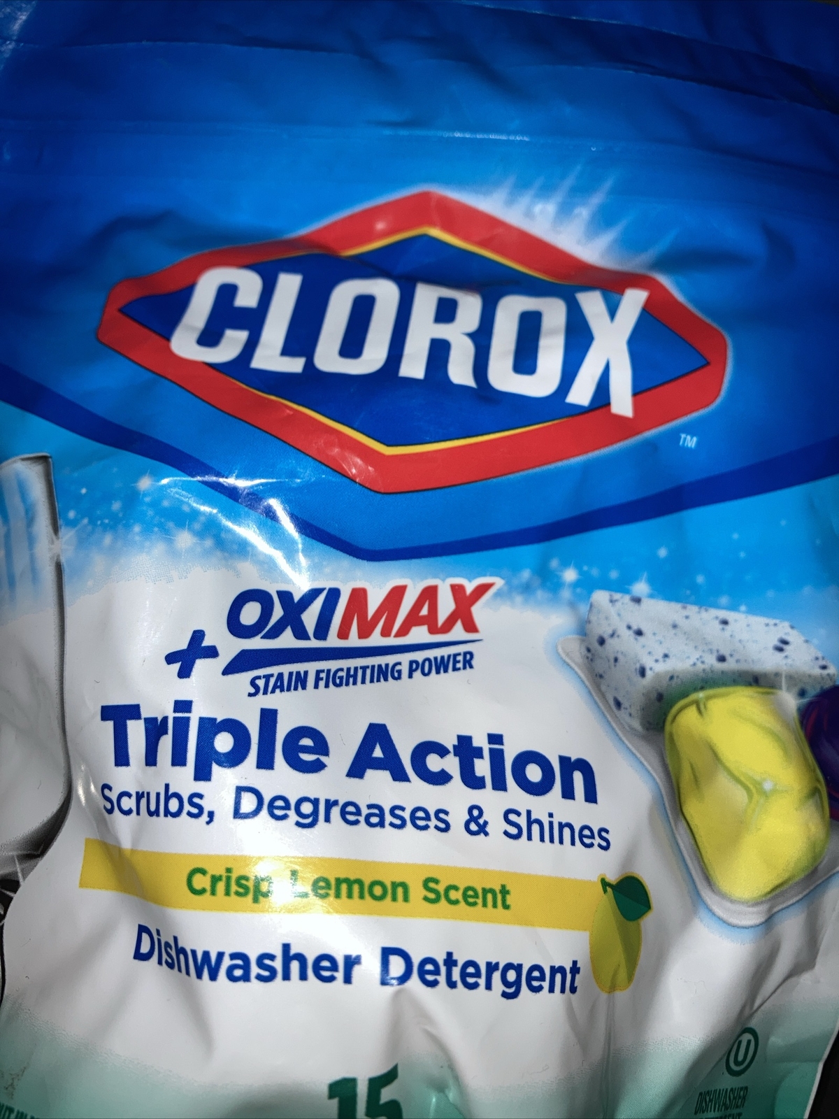 3 Clorox Triple Action Dishwasher Detergent OxiMax 17 Pacs