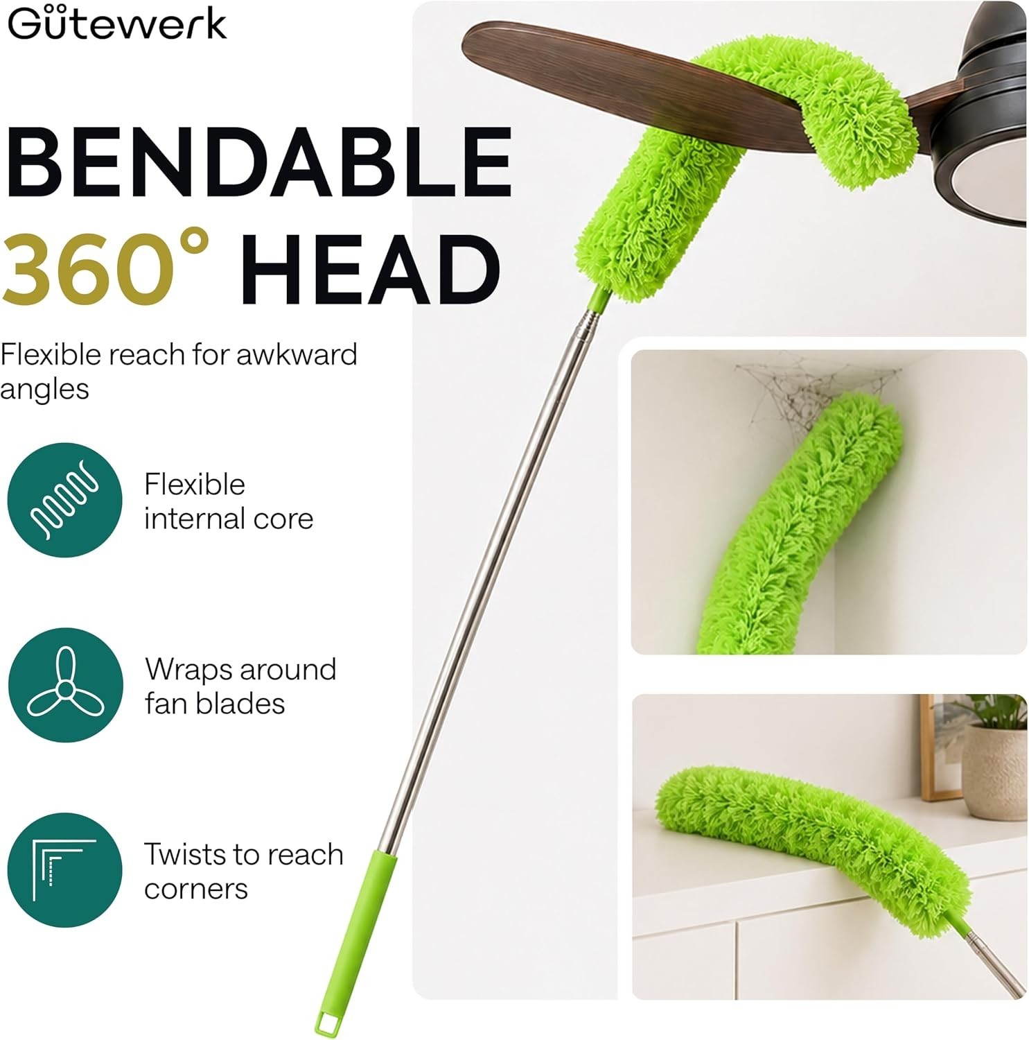 100″ Extendable Microfiber Duster – Washable & Bendable