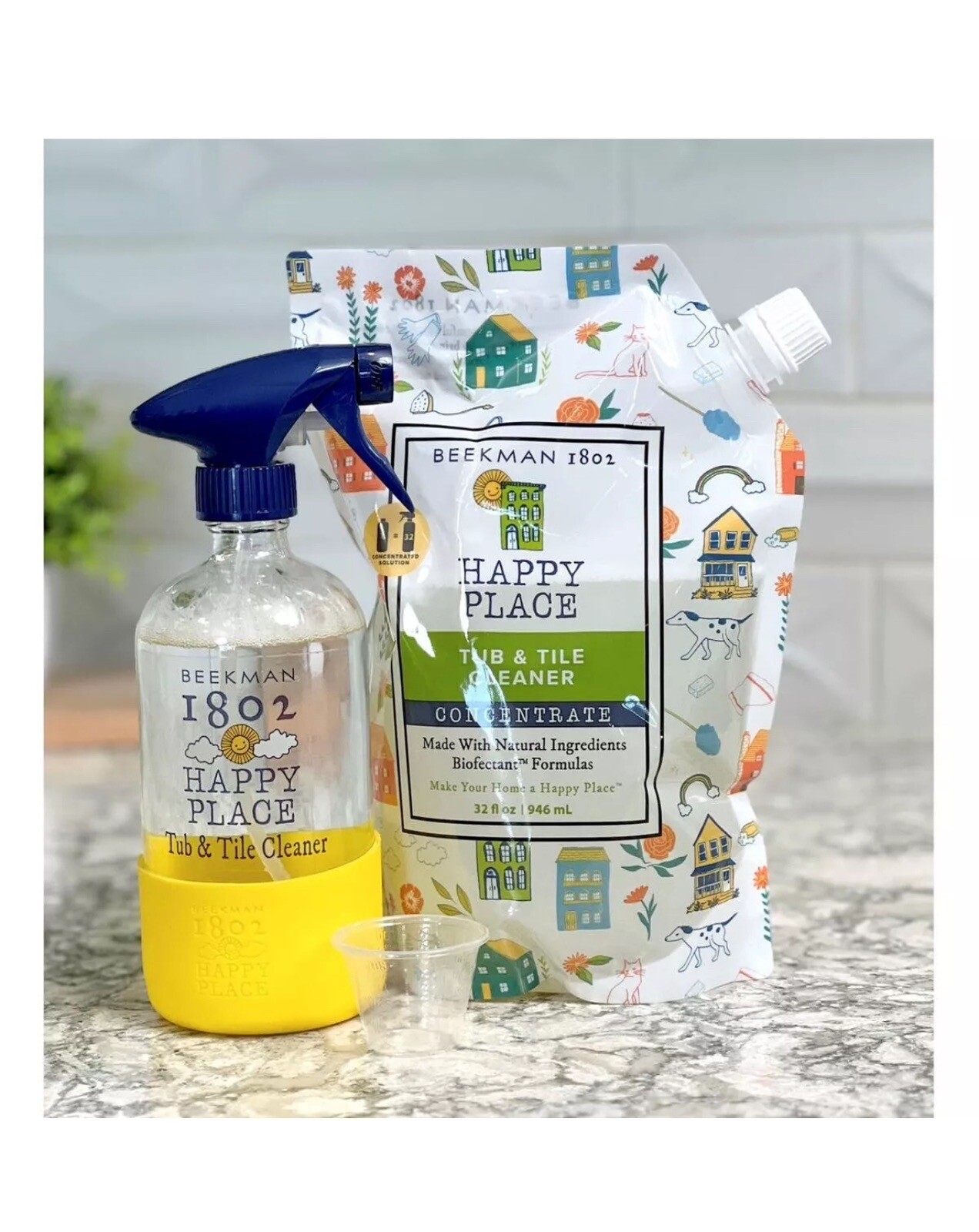 Beekman Happy Place Tub & Tile 32 oz. Concentrate Cleaning Set-Sweet Grass-