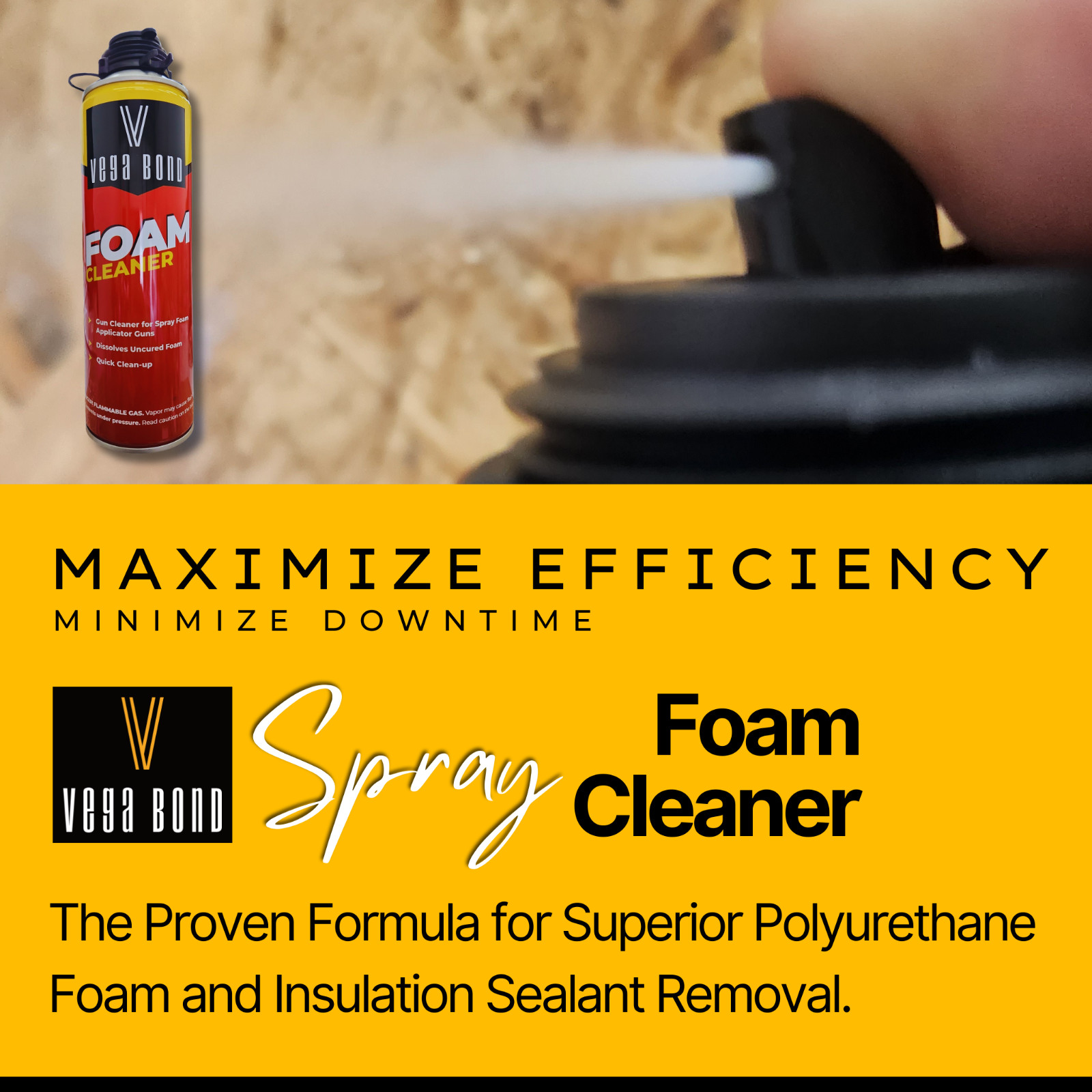 Vega bond Spray Foam Cleaner, 15 oz Dual Pack – Dissolves Uncured Expanding Foam