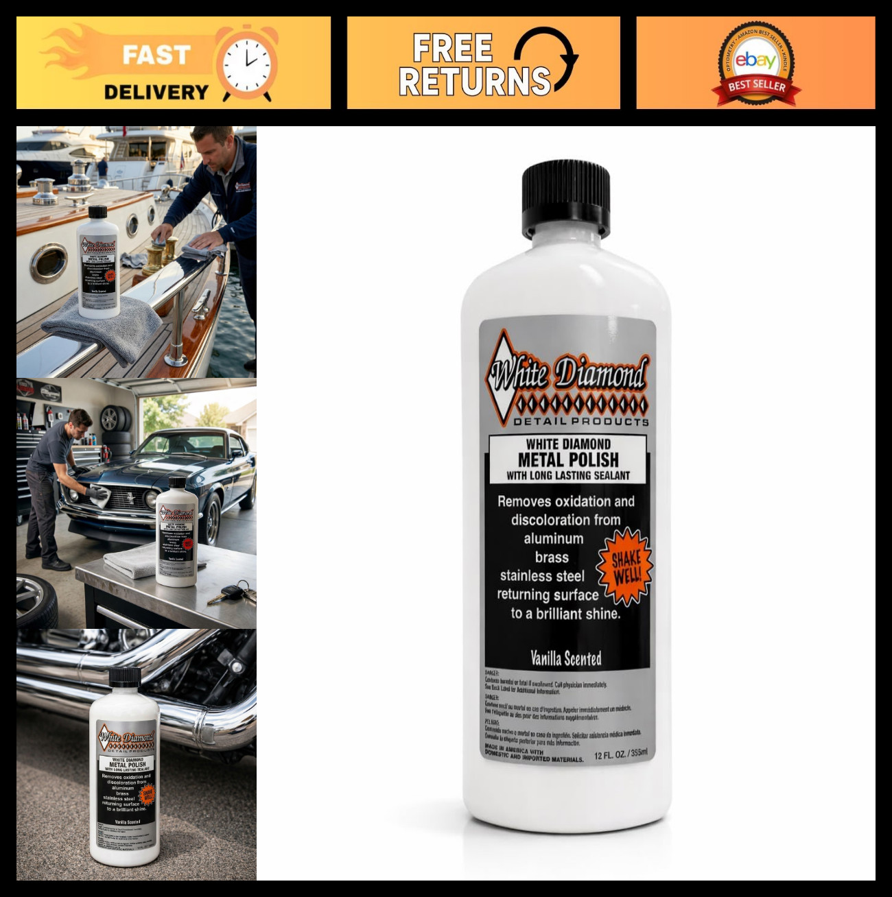 Metal Polish & Sealant 12oz – Cleaner, Polisher & Protectant for Aluminum, Brass