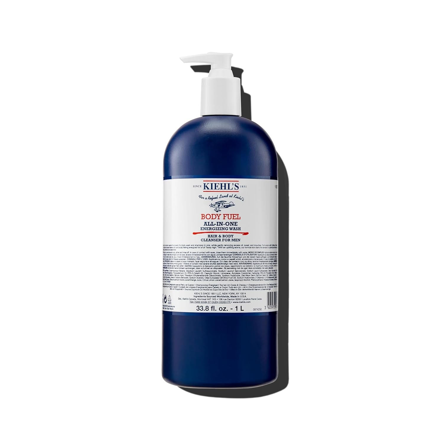 Kiehl’s Body Fuel All-in-One Energizing Body Wash & Shampoo for Men, with Ment
