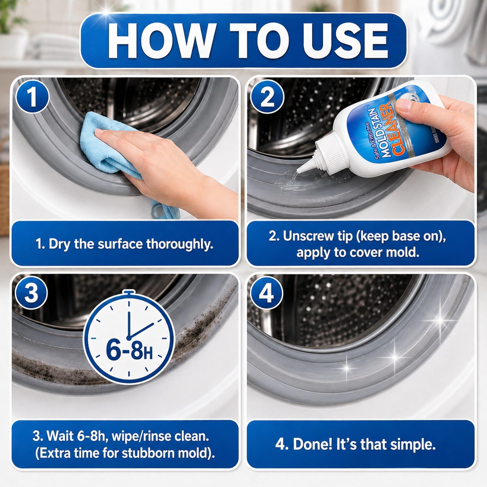 Mold Stain Remover Gel, 8 Fl Oz Heavy-Duty Thick Gel Formula for Washing Mach…