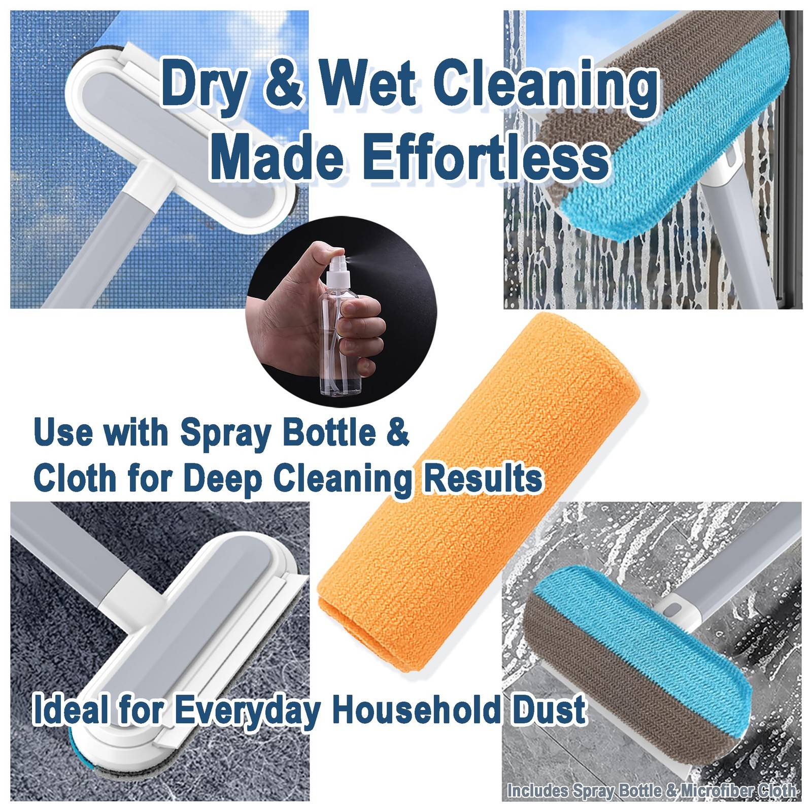 Window Screen Cleaning Brush Kit, Household Wet & Dry Cleaning Tool for Windo…