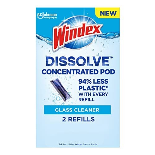 Dissolve Concentrated Glass Cleaner Pods Refill 2 Pack Streak-Free Fresh