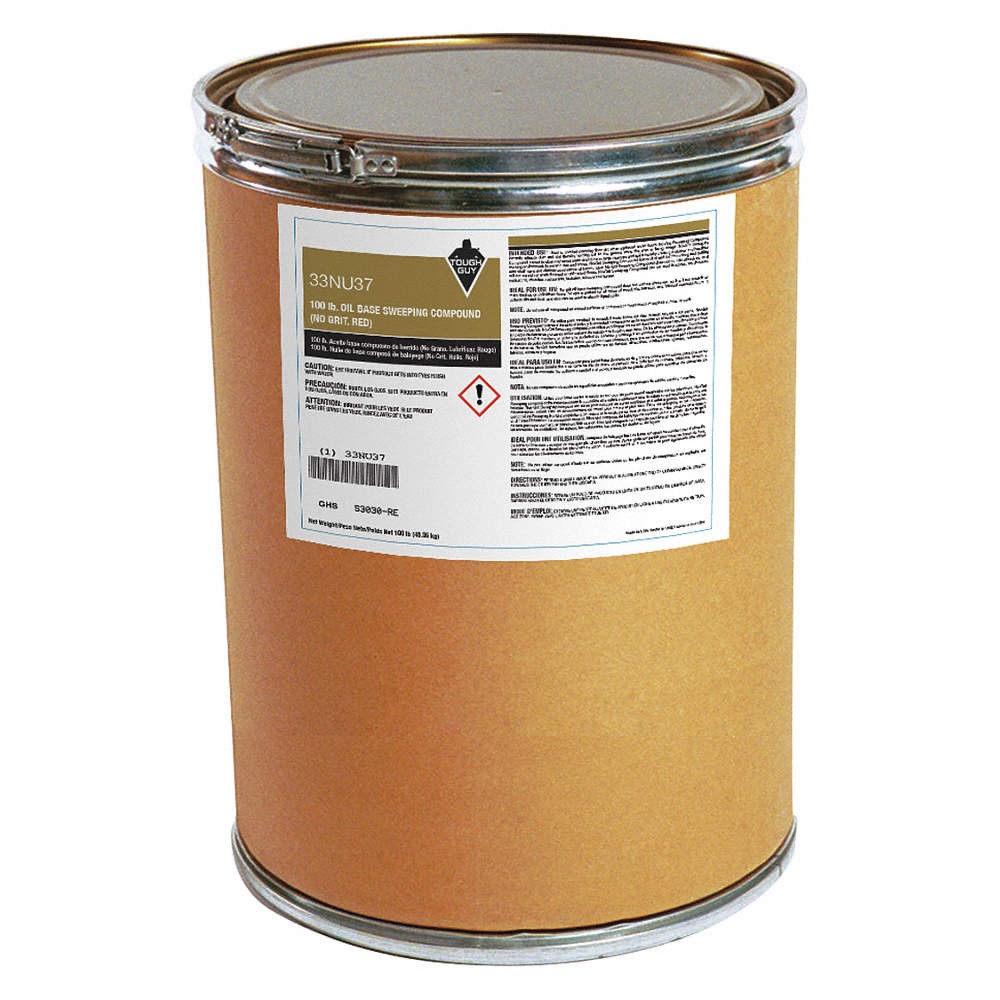 TOUGH GUY 33NU37 Sweeping Compound,Sawdust,100 lb,Drum 33NU37