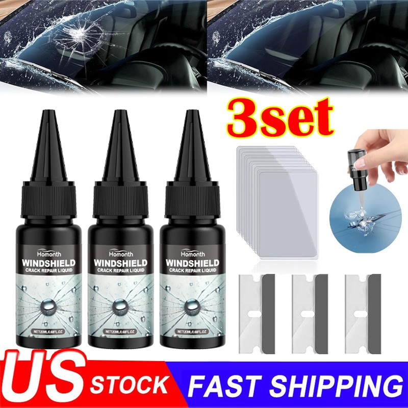 Automotive Glass Repair Kit Fluid Fix Car Windshield Resin Chip Crack Tool