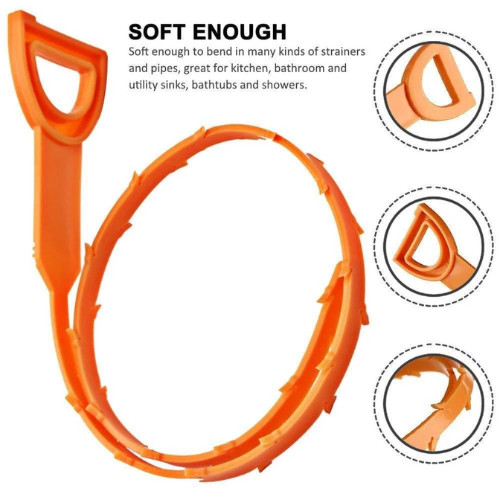Drain Snake Clog Remover – 4 Pack 20 Inch Flexible Hair Drain Removal Tool