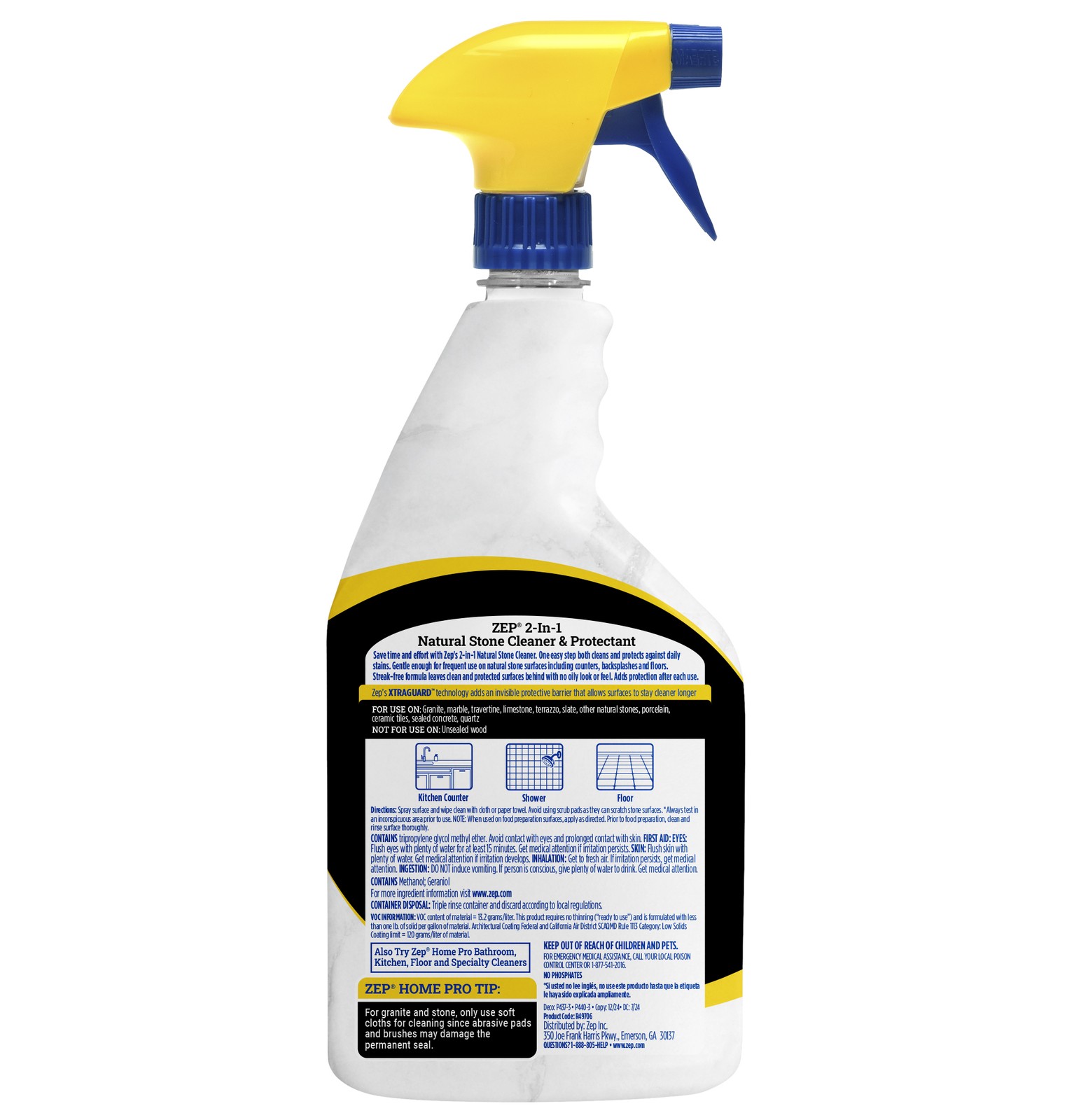 Zep NEW Home Pro 2-In-1 Marble, Granite & Stone Cleaner – 24 Fl. oz. (Case of 6)