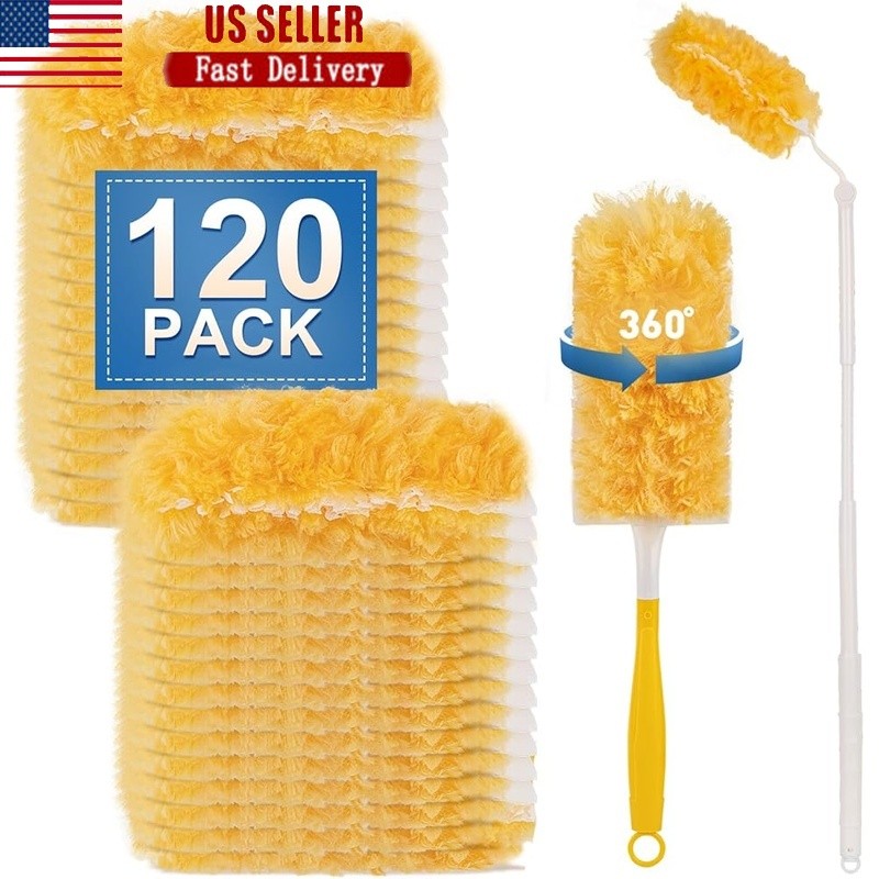 Microfiber Dusting Kit 60 Refills 360 Degree Extendable Cleaning Duster Tool New