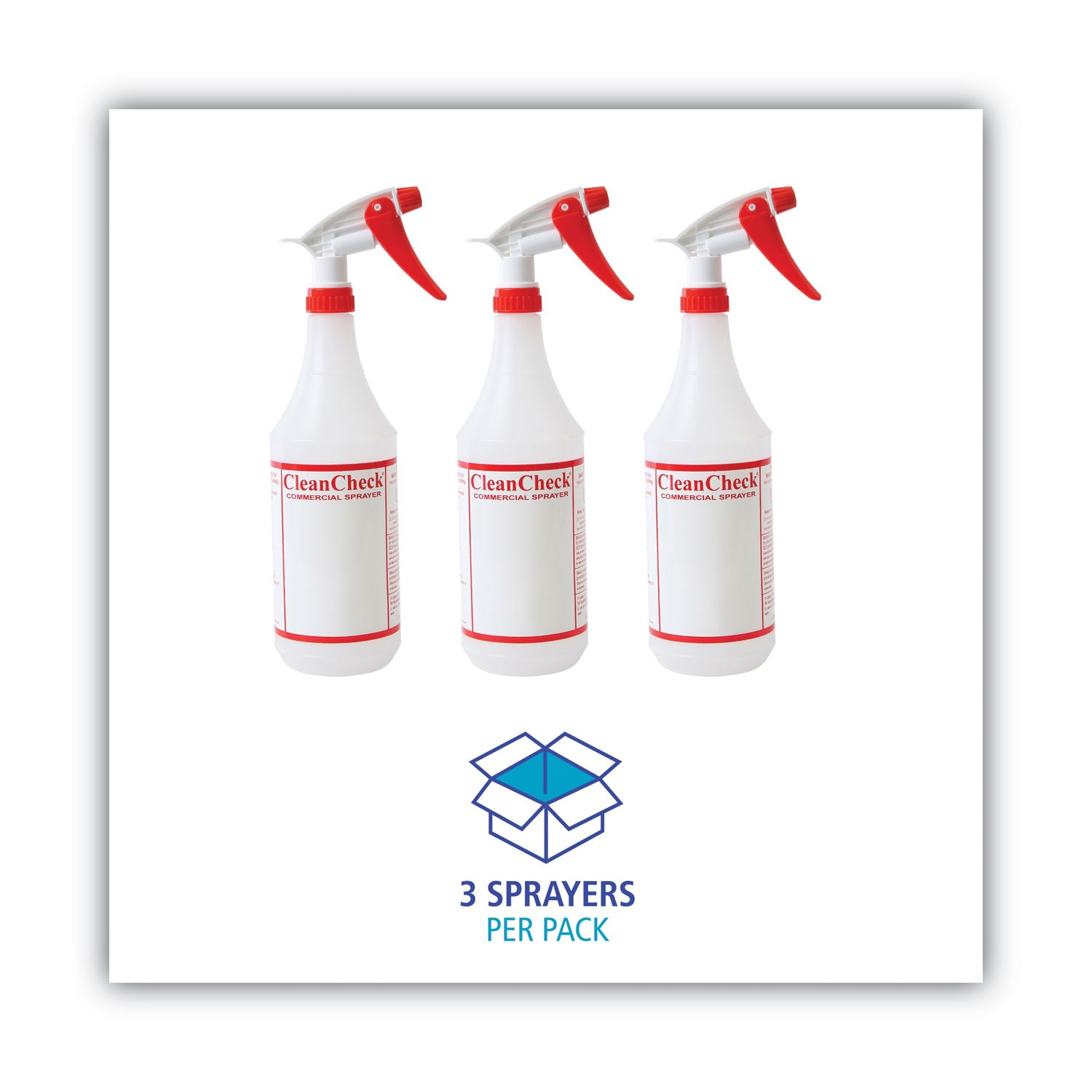Boardwalk® Trigger Spray Bottle, 32 oz, Clear/Red, HDPE, 3/Pack