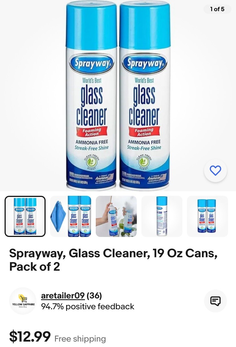Sprayway, Glass Cleaner, 19 Oz Cans, Pack of 2