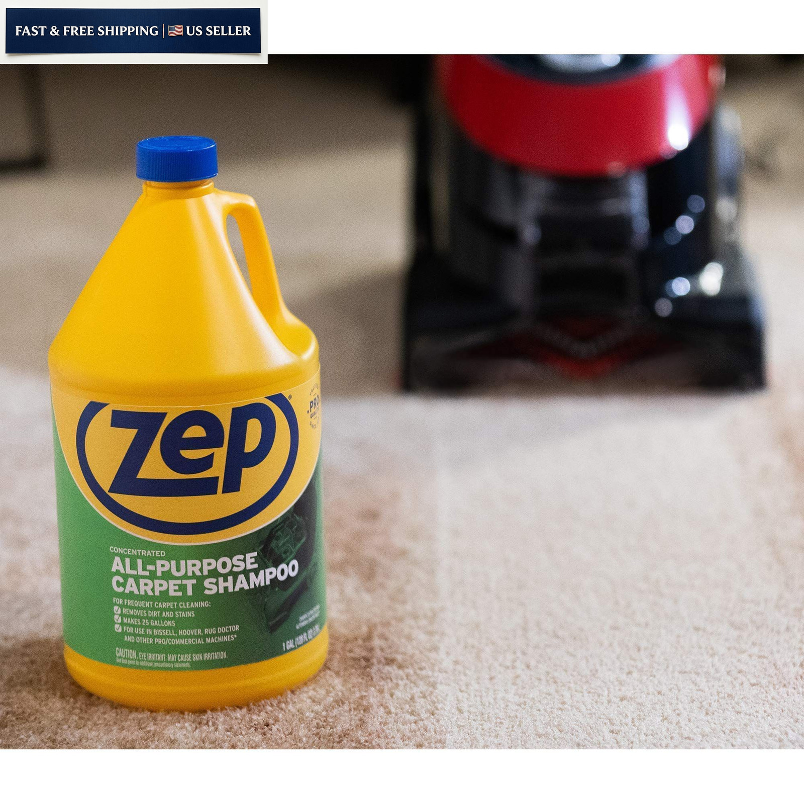 Zep All-Purpose Carpet Shampoo Concentrate 128 Fl Oz (Pack of 1), Blue
