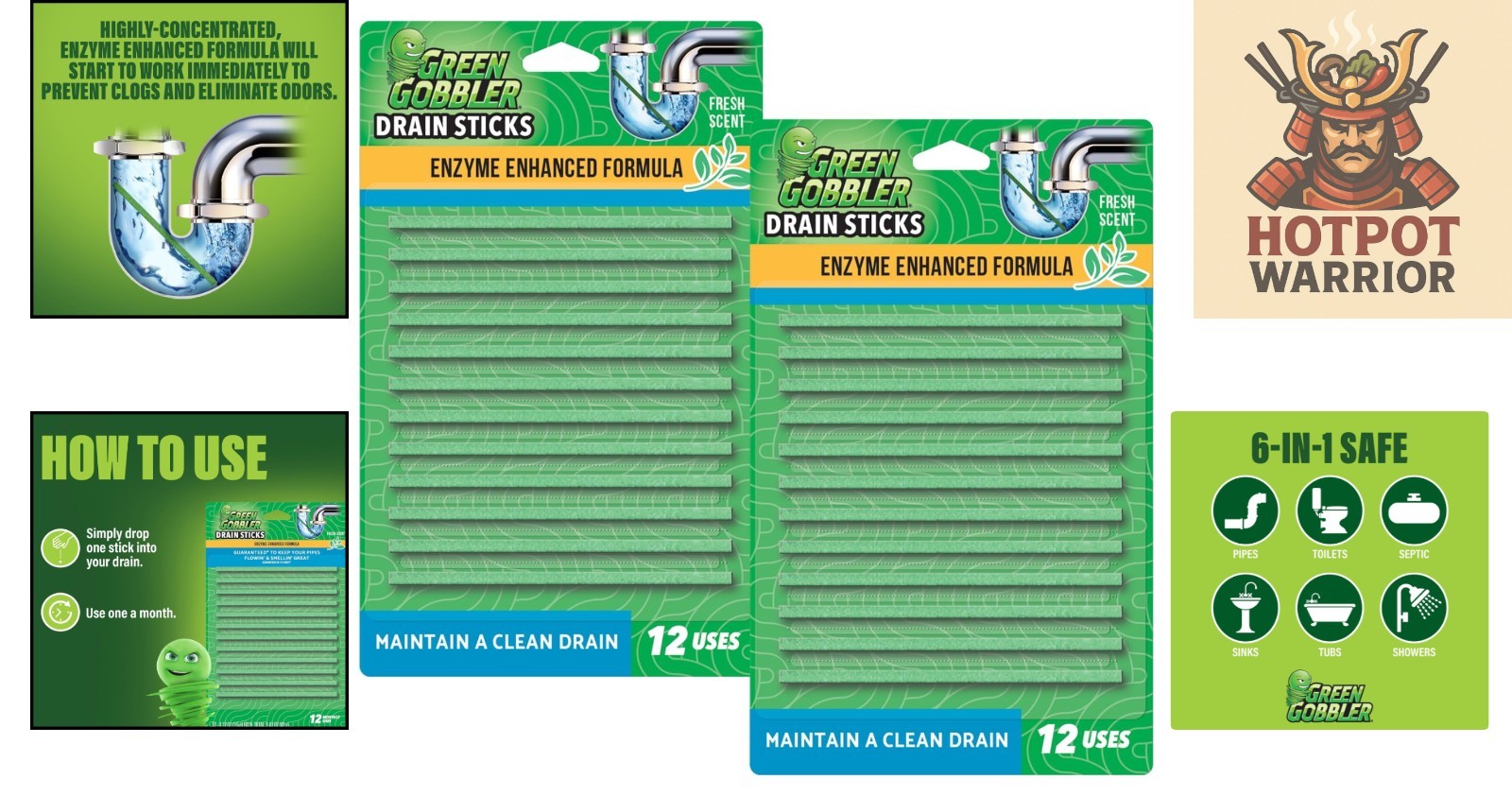 Anti-Odor & Clog Drain Cleaner Sticks – Safe for Septic & Pipes – 24 pieces