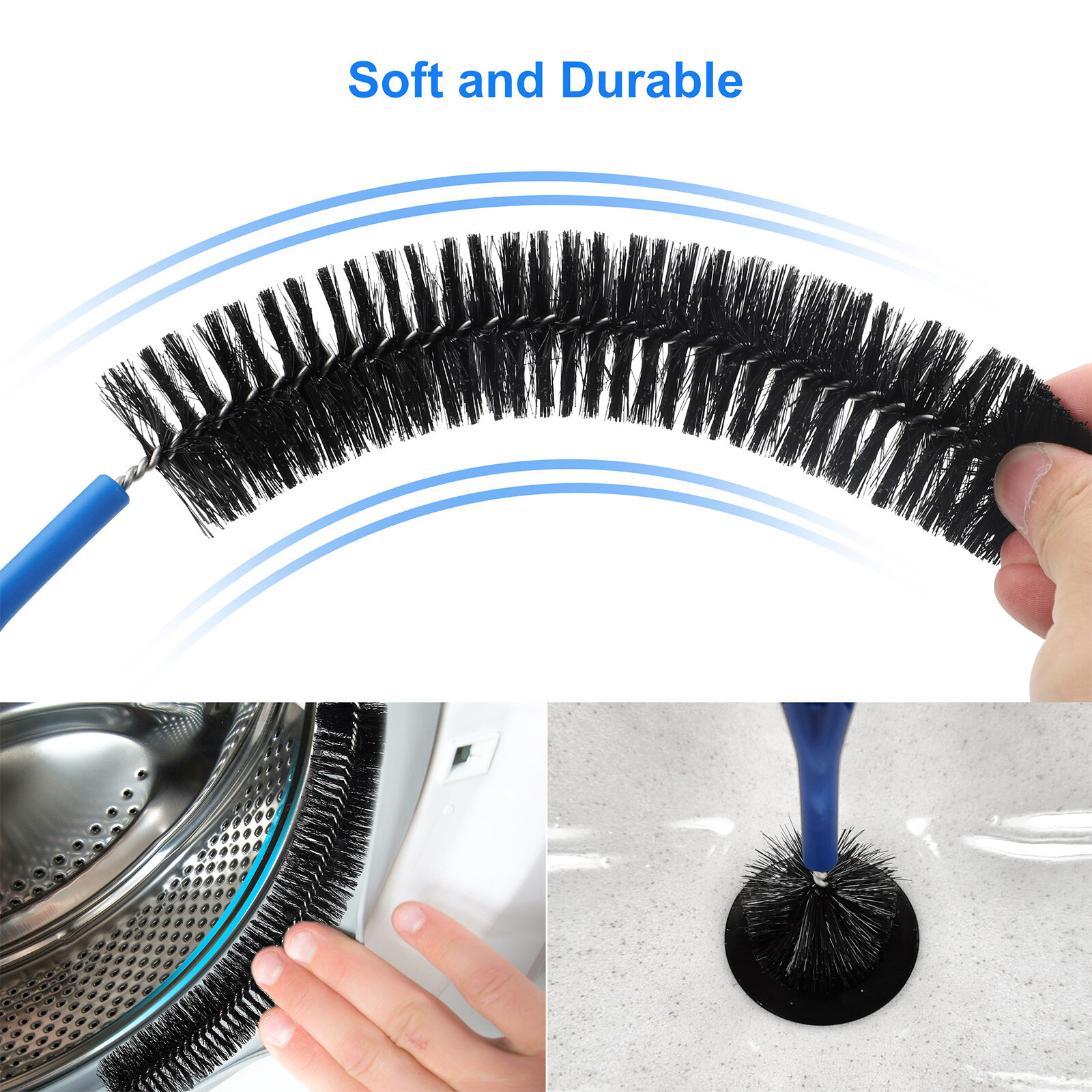 3 PCS Drain Pipe Cleaning Brush Set – Flexible Sink Bathtub Clog Remover Tools
