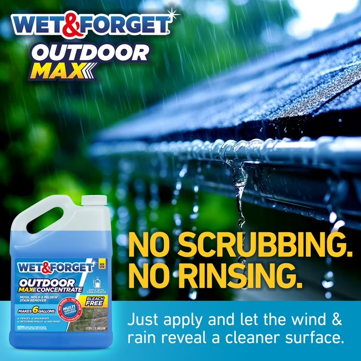 2 Pack Wet & Forget Outdoor Cleaner Concentrate 1 Gallon Moss Mold Mildew