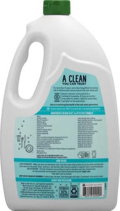 Seventh Generation Citrus Scents Auto Dish Gel, 65 Ounce (2-Pack) – Safe & Green