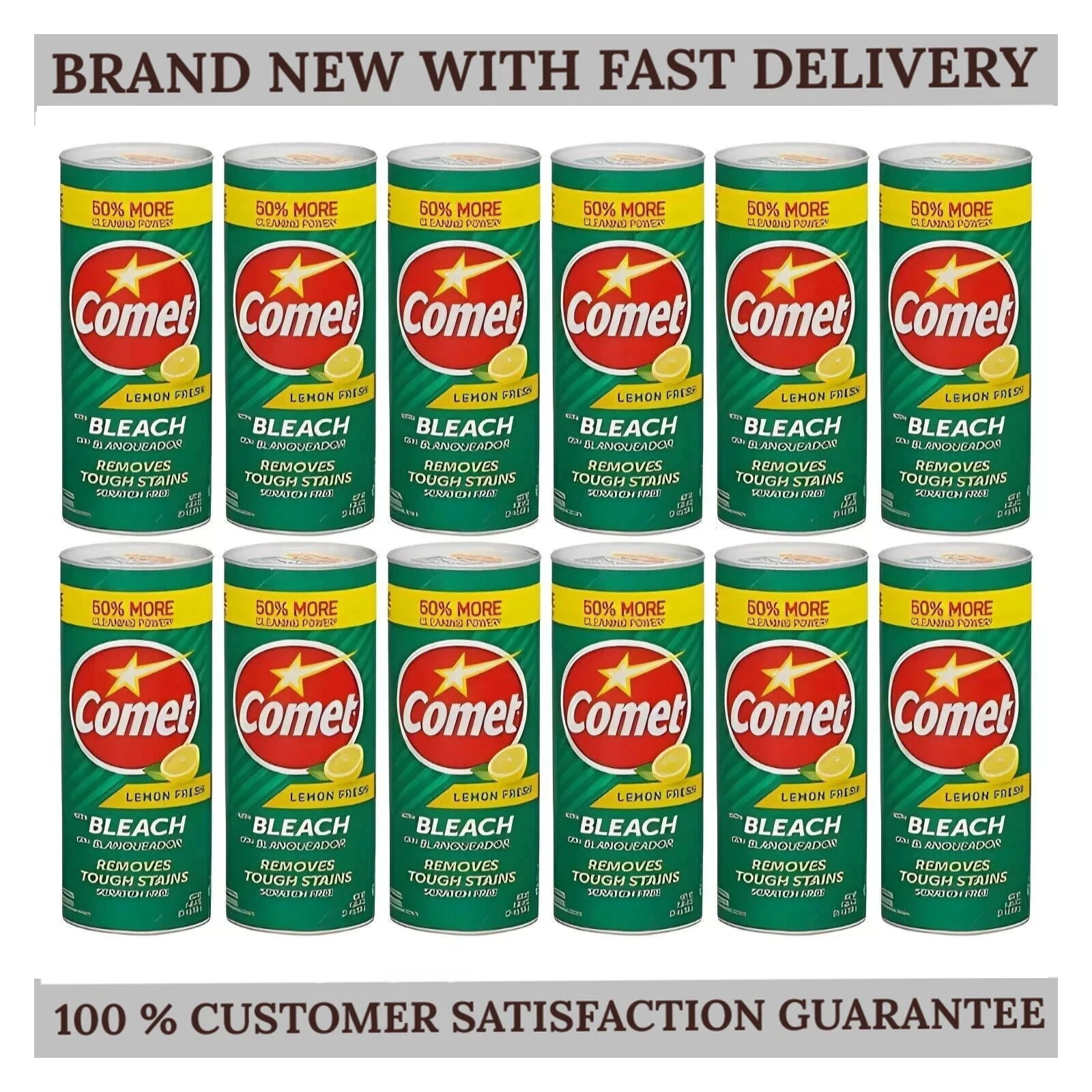 Comet 21 oz. All Purpose Abrasive Powder Cleaner with Bleach, Lemon pack of 12