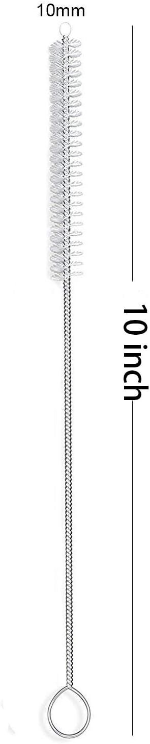 Long Straw Brush, Nylon Pipe Tube Cleaner 10-Ihch X 2/5-Inch Set of 10