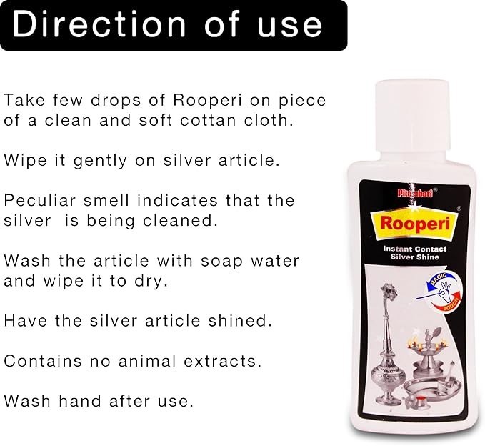 Pitambari Rooperi Silver Shiner Instant Cleaner 50ml Free DDP Ship to USA, 2x