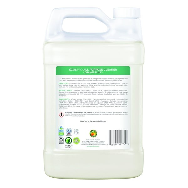 Ecos Pro Pl9706/04 All Purpose Cleaner, Jug, 1 Gal, Orange, 4 Pk