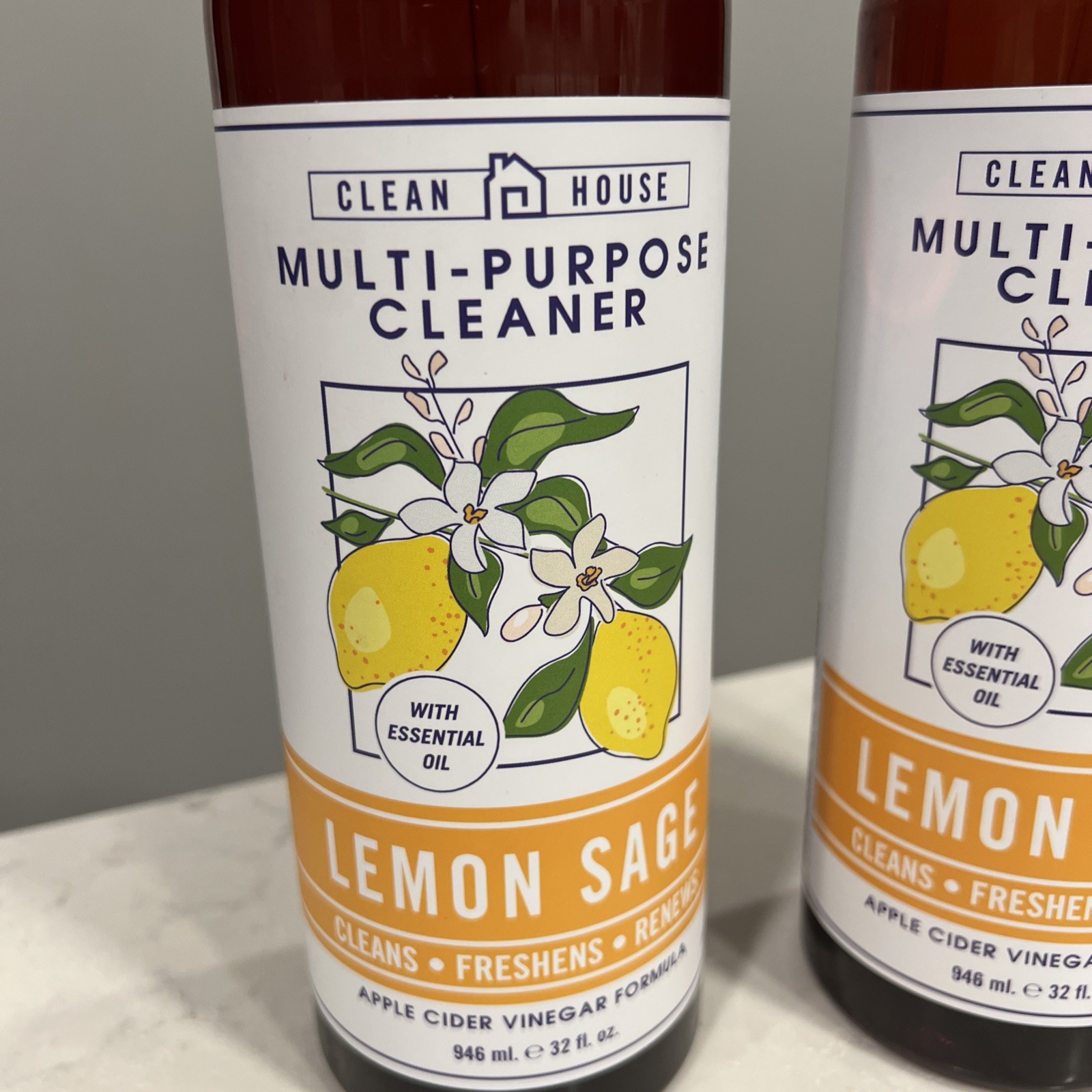 (2-Pack) CLEAN HOUSE ~ LEMON SAGE Kitchen Odor Deodorizer Cleaner Freshen Renew