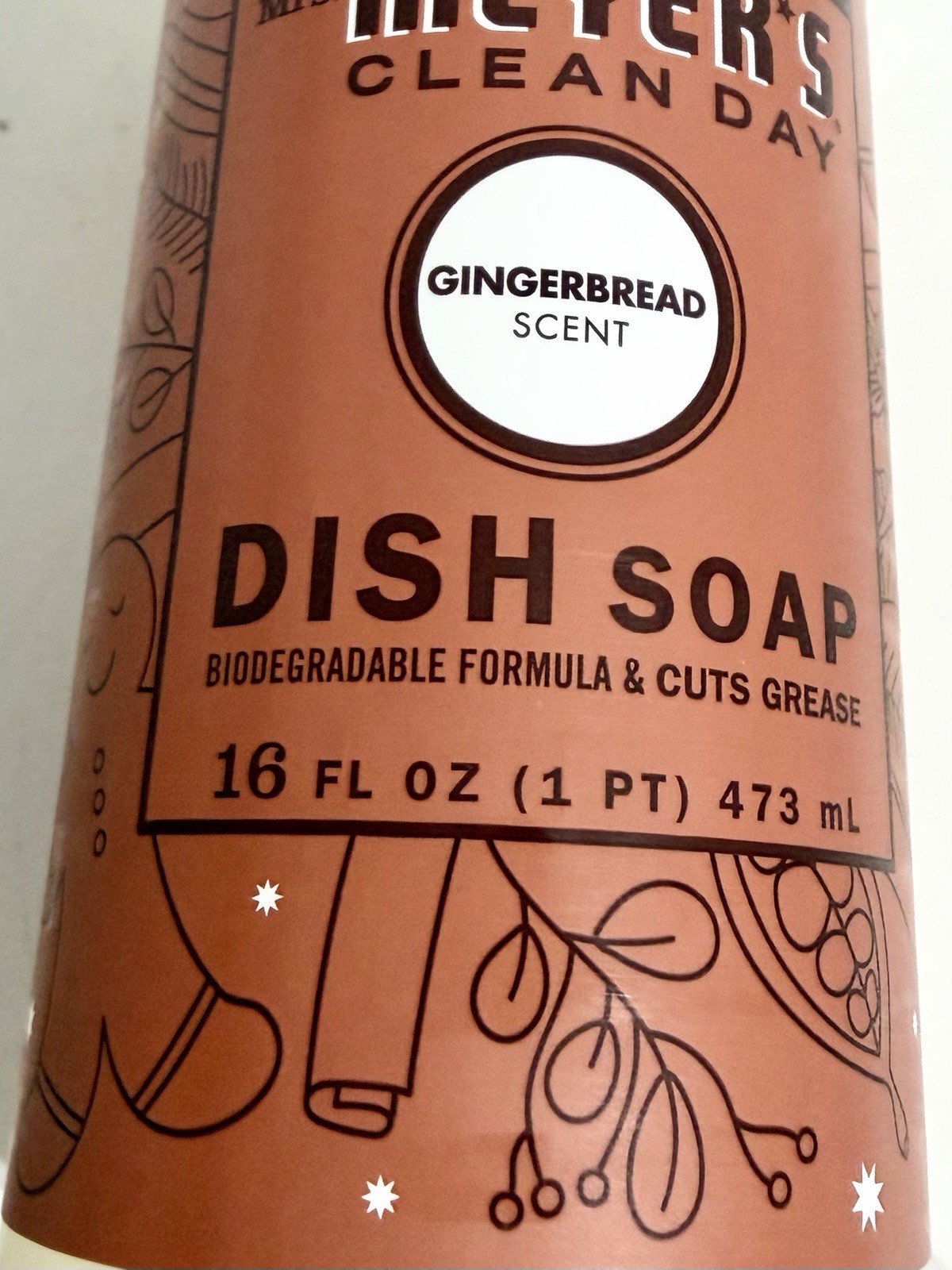 Mrs Meyers Clean Day Dish Soap Limited Edition Scent Gingerbread 16 fl oz NEW