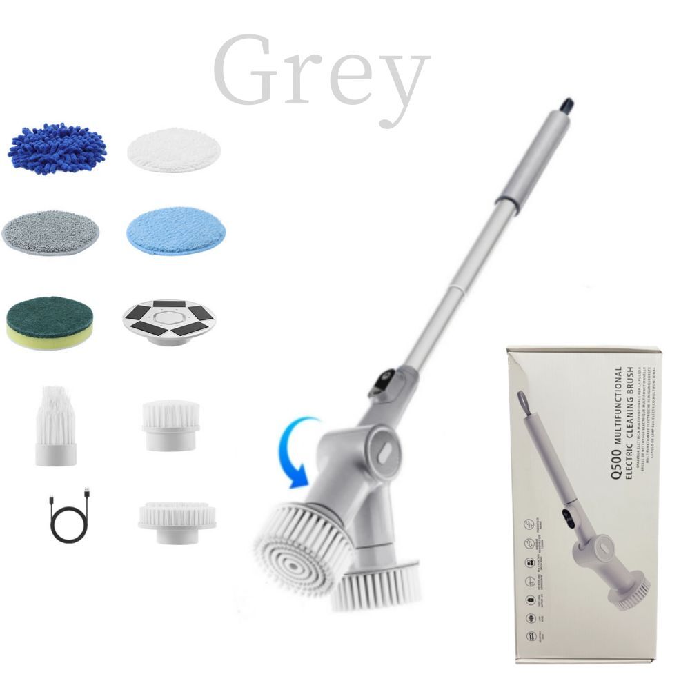 9IN1 Electric Spin Scrubber Cordless Power Cleaning Brush Rechargeable Grey