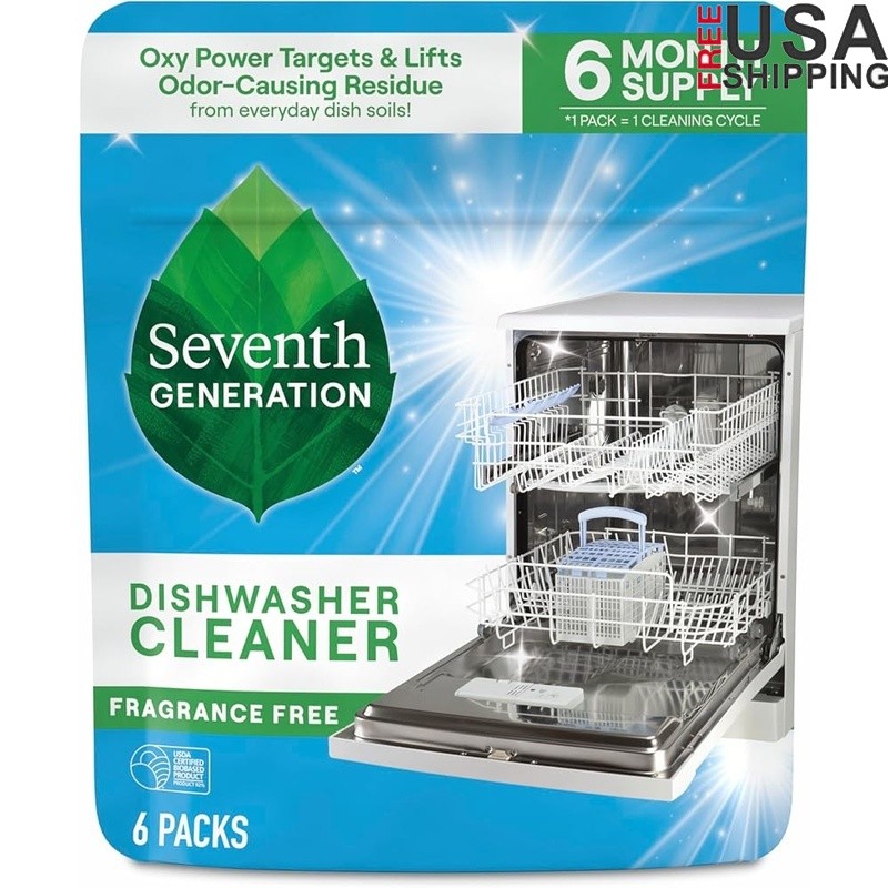 Dishwasher Cleaner Packs Oxy Power Odor Removal Biobased Septic Safe 92% USDA