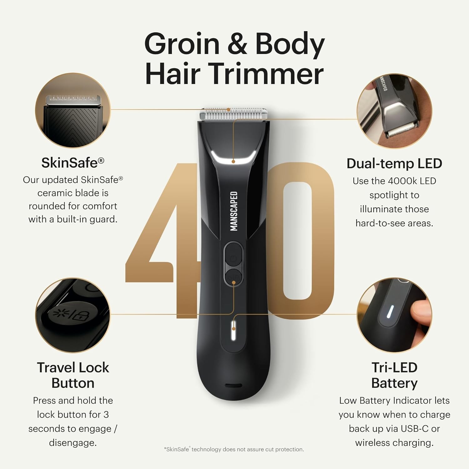MANSCAPED? The Lawn Mower? 4.0 PRO – Groin & Body Hair Trimmer, Updated SkinSa