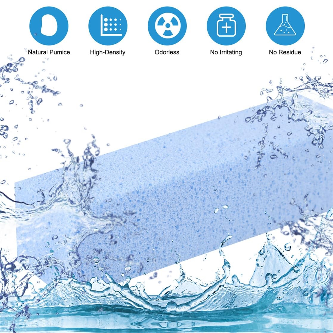 6 Pack Pumice Stone Blocks with Handle for Bowl Cleaning Hard Water Cleaner