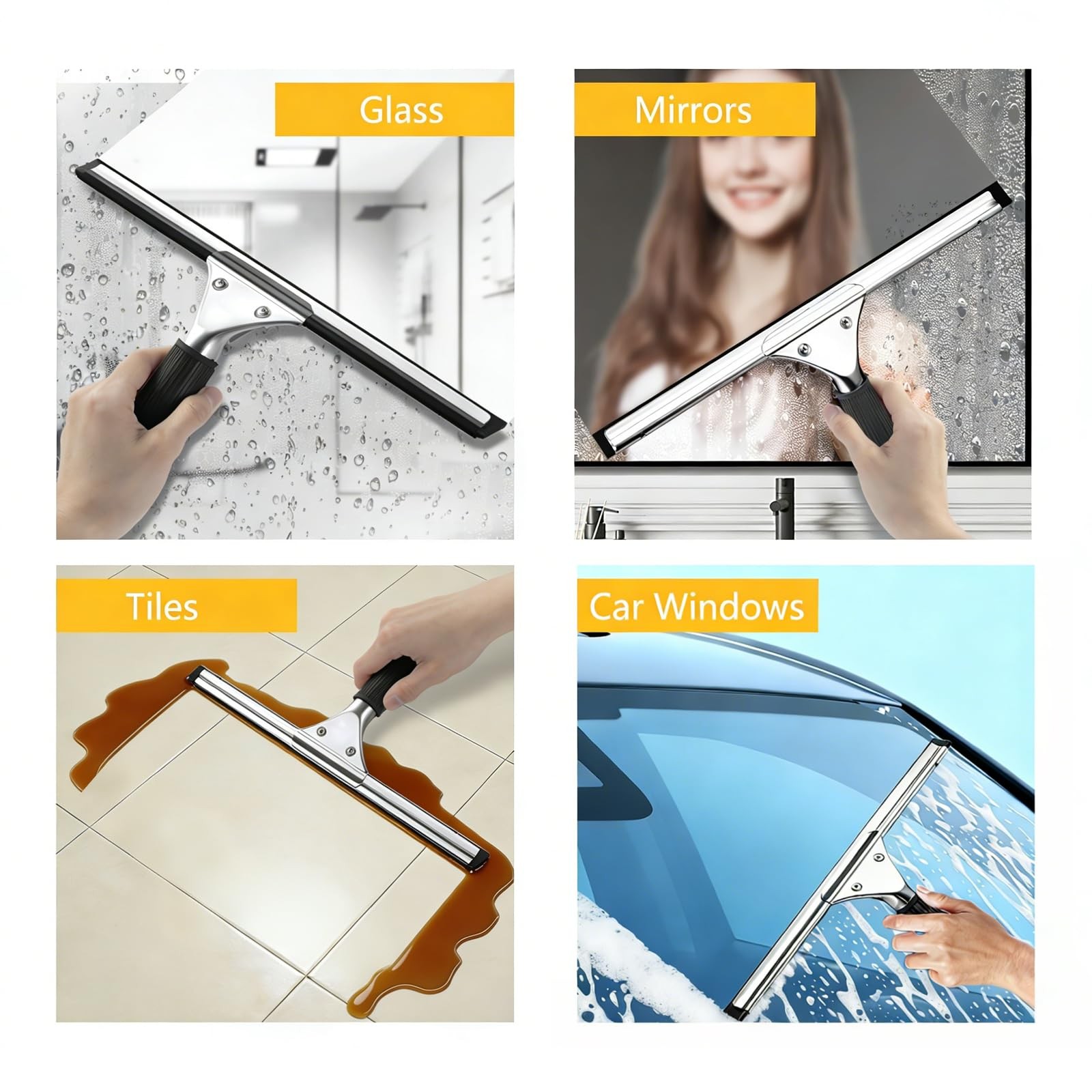 14-inch Squeegee for Shower Glass & Window Cleaning, Professional Stainless S…