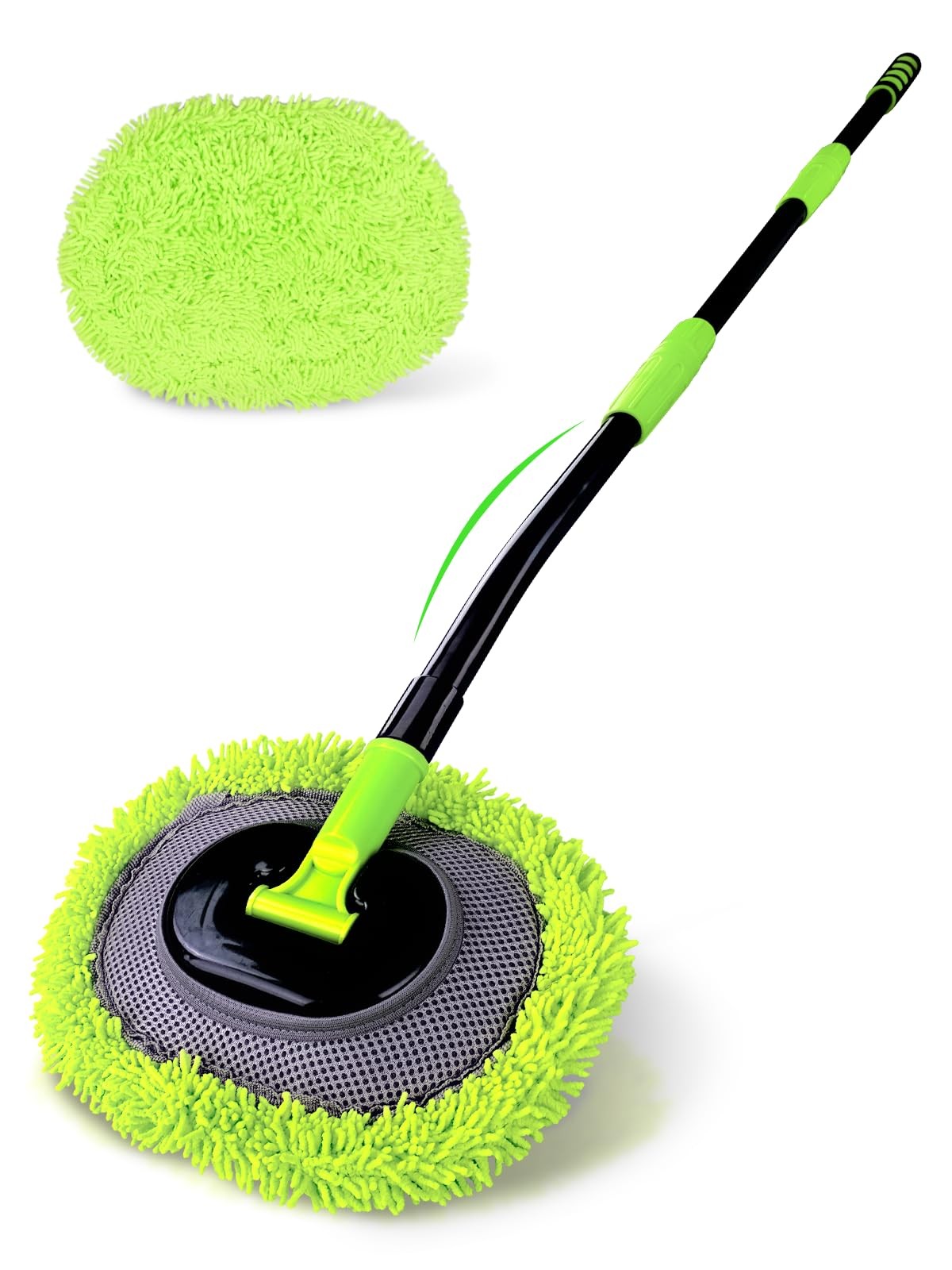 Curved Car Wash Brush Mop 47″ with Long Handle Sturdy Metal Pole 3 Grip Point…