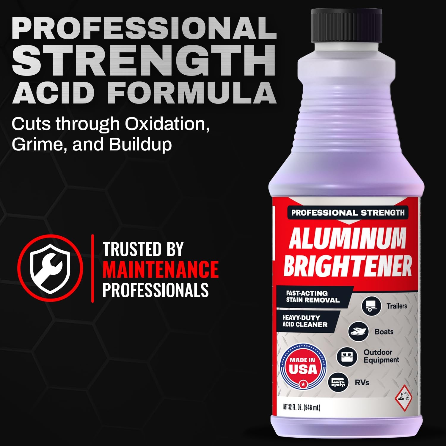 Aluminum Brightener & Cleaner Concentrate 32 oz Makes 4 Gal Boat RV Trailer