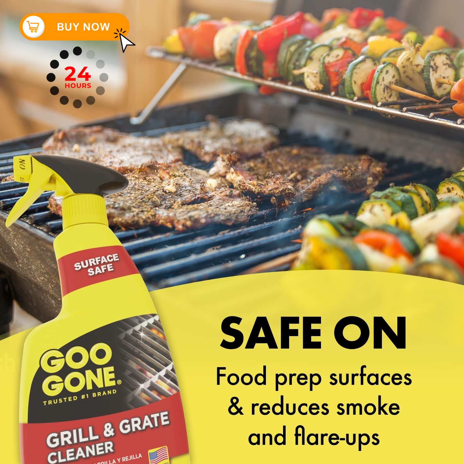 Goo Gone Grill and Grate Cleaner – 24 Ounce – 24 Fl Oz (Pack of 1), Clear