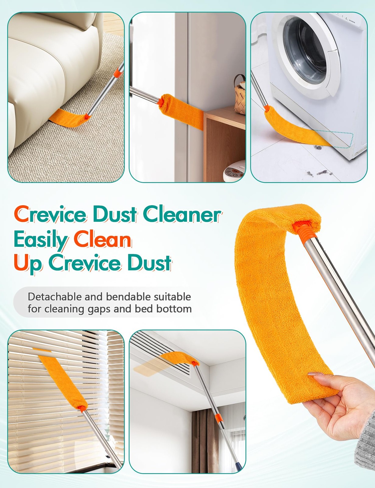 Ceiling Fan Cleaner Duster with 76″Extendable Long Handle 180° Wall Mop