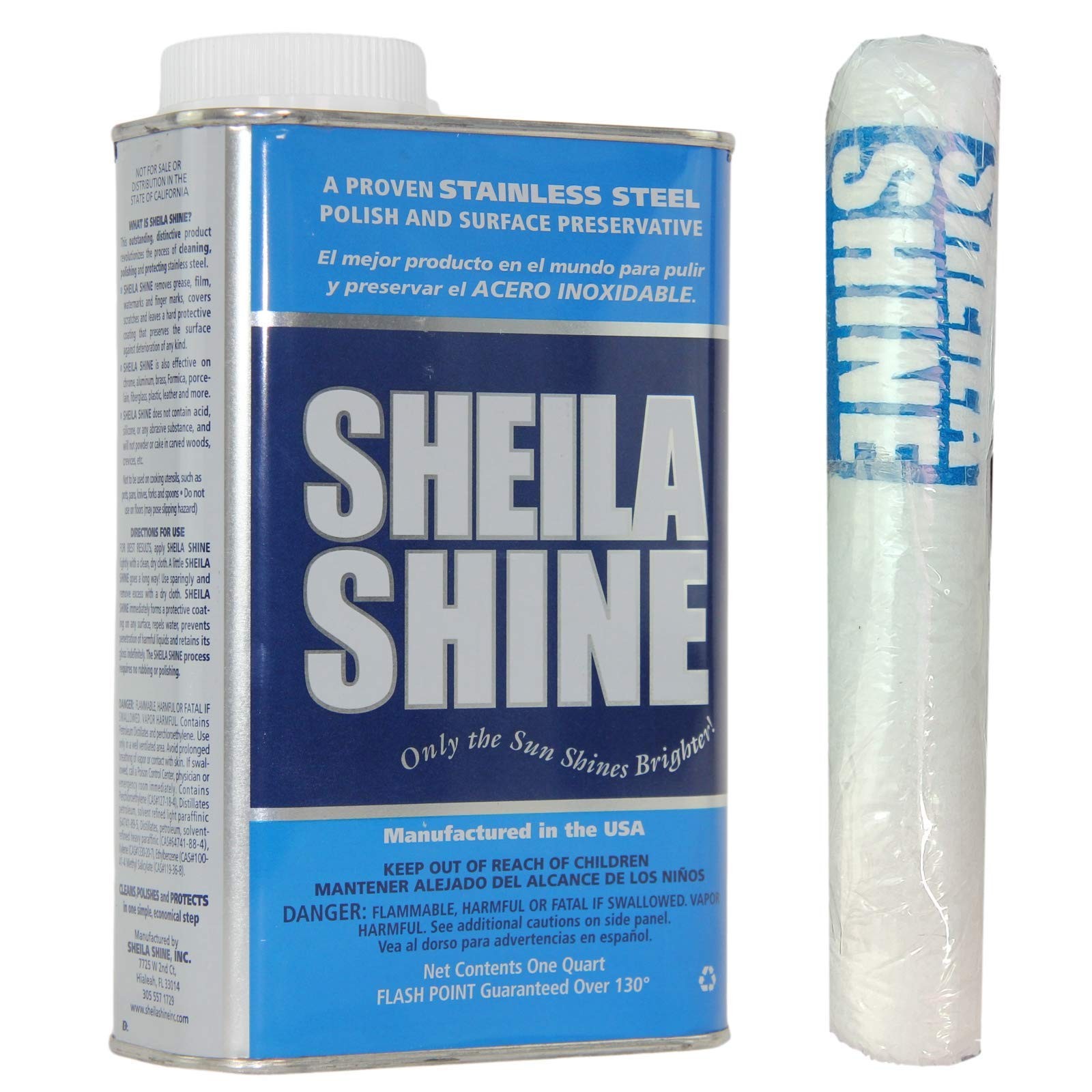 Sheila Shine 1 Quart Stainless Steel Cleaner and Polish w/Microfiber Cloth – …