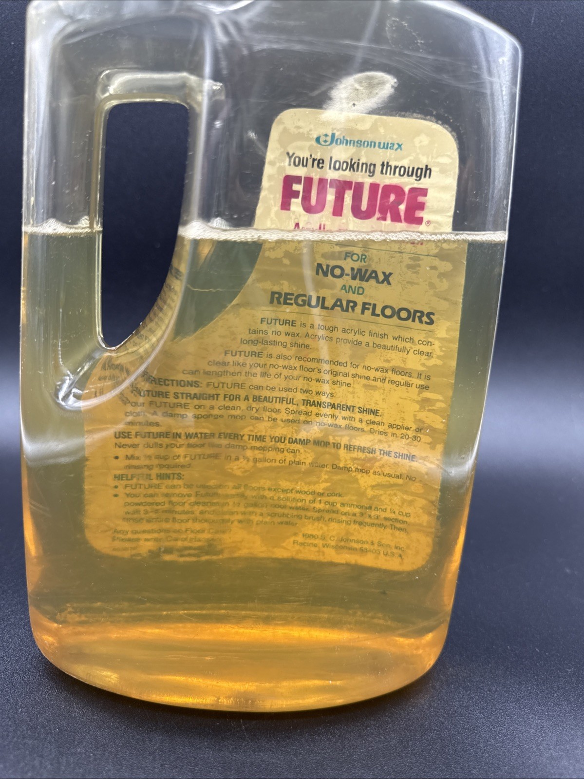 Vintage Future No Wax Floor Shine 1980 SE Johnson 46 oz ~75% full