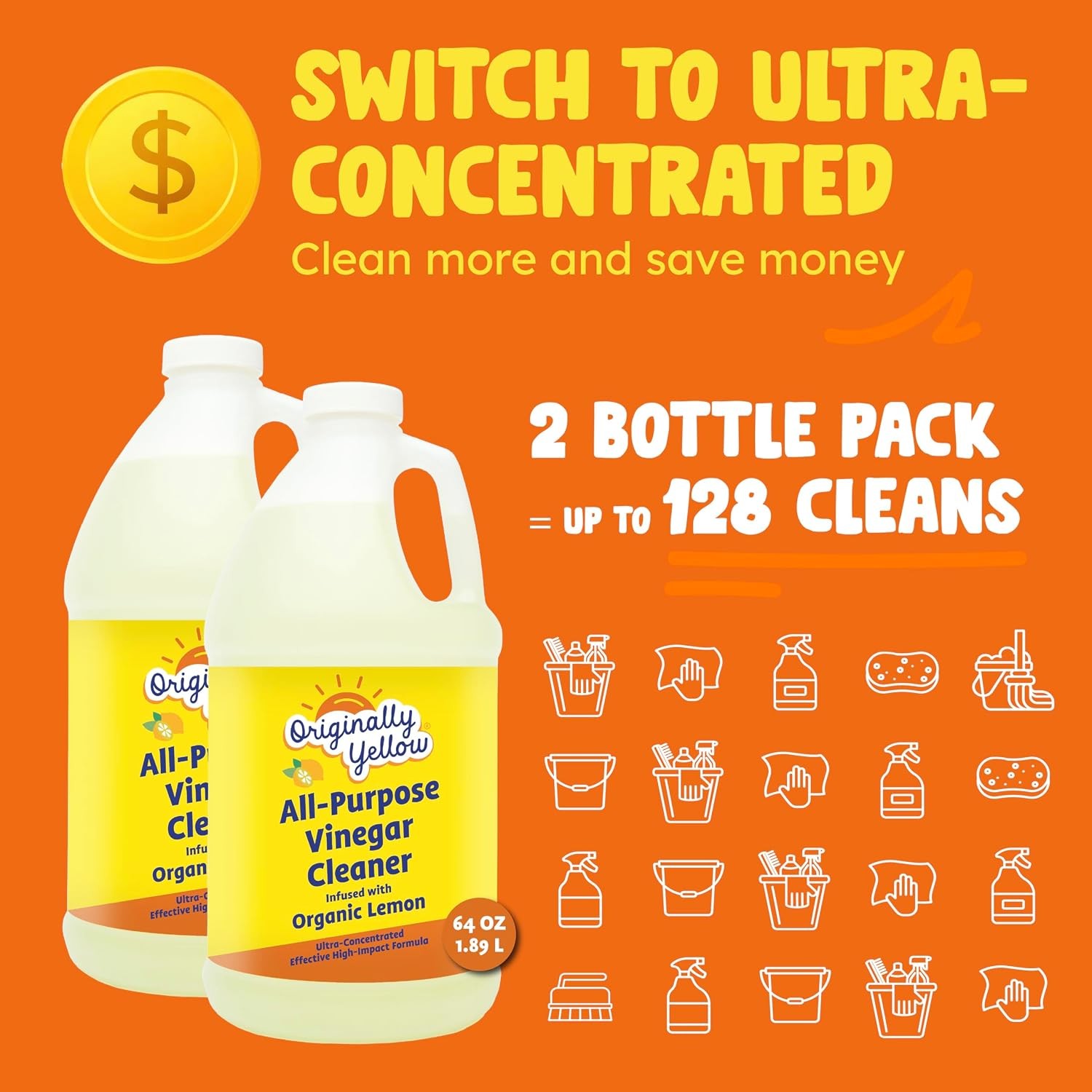 Originally Yellow Lemon White Vinegar For Cleaning Purpose | USA Made All Purpos