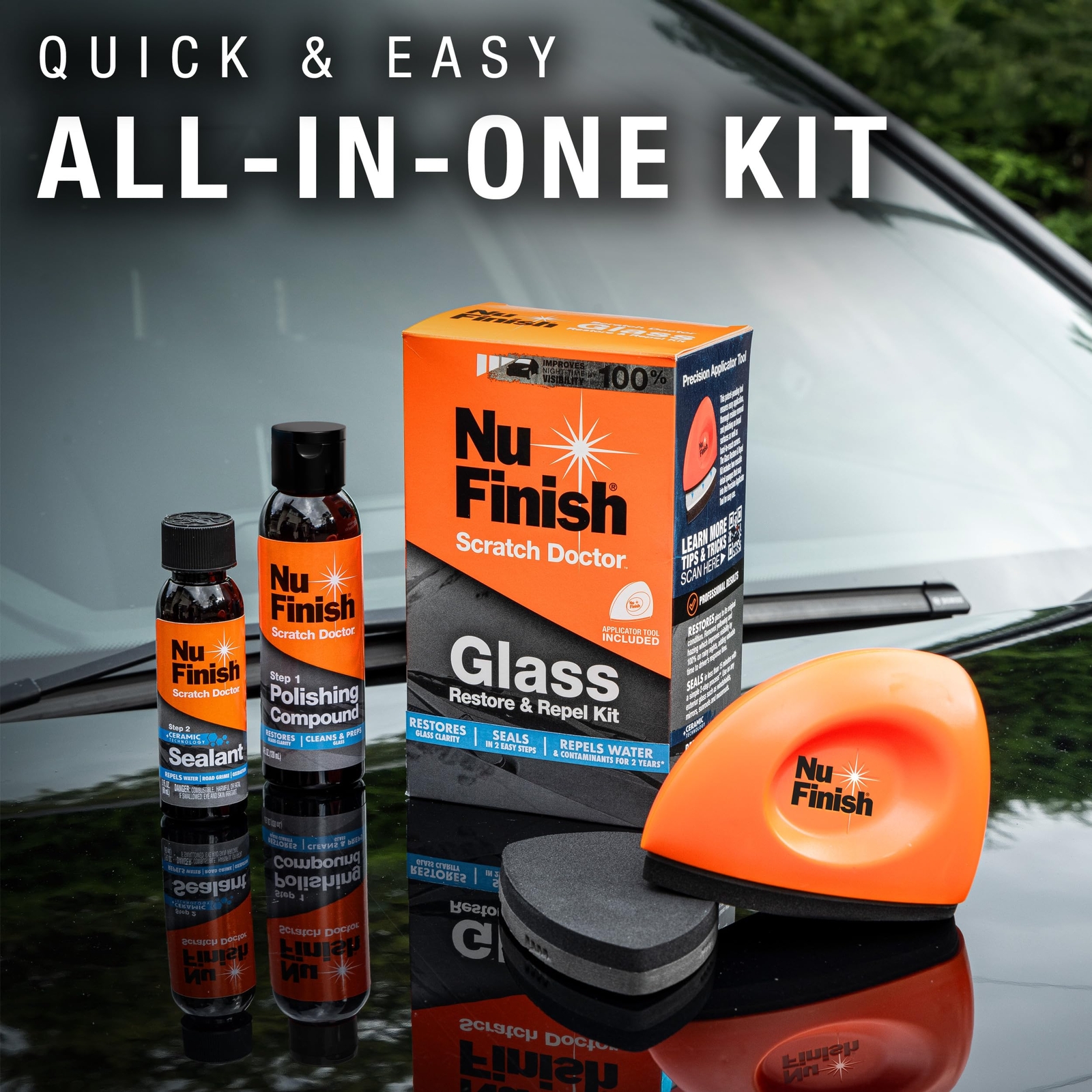 Nu Finish Glass Restore Kit – Windshield Polishing & Ceramic Sealant