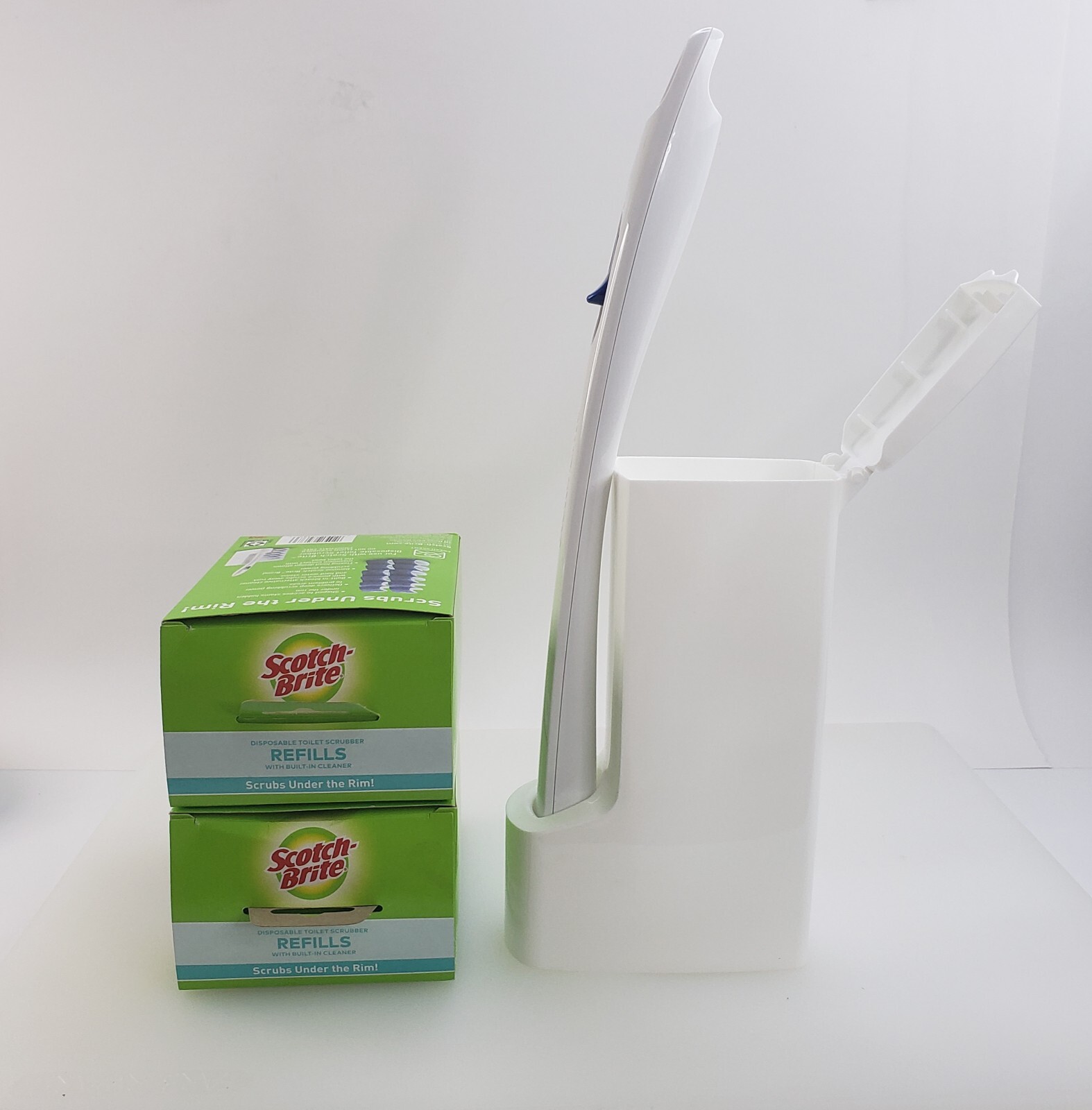 Scotch Brite Toilet Scrubber Wand w Storage Caddy plus 20 Refill Pads NEW