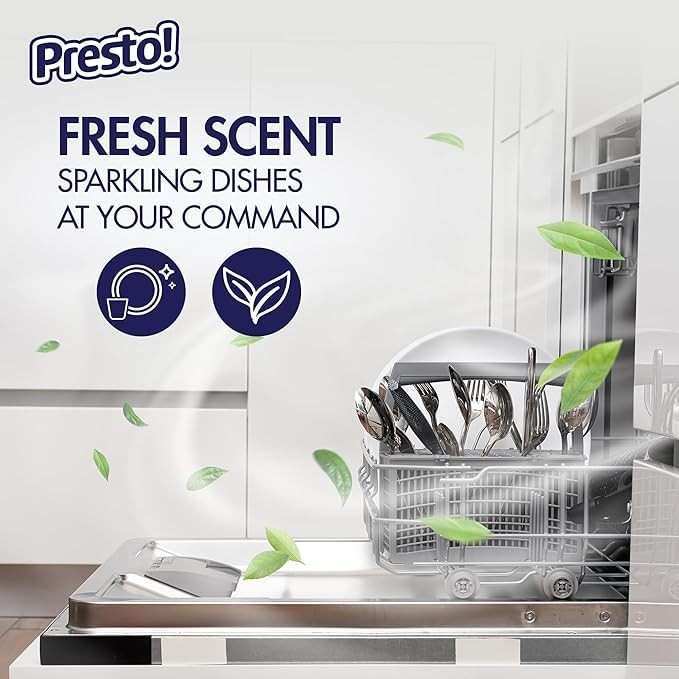 Presto! Triple Action Dishwasher Pacs Fresh Scent 90 Ct – Powerful Cleaning Tabs