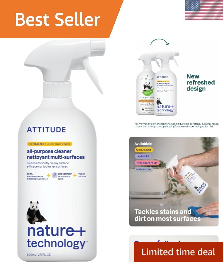 Multi-Surface Cleaner with Citrus Zest – EWG Verified, 27.1 Fl Oz Formula