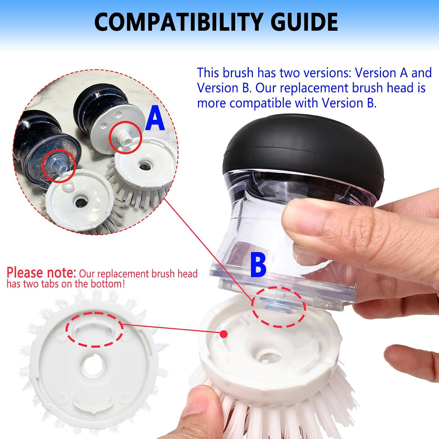 4 Pack Dish Brush Refill Heads for OXO Soap Dispensing Palm Brush, Kitchen Dish