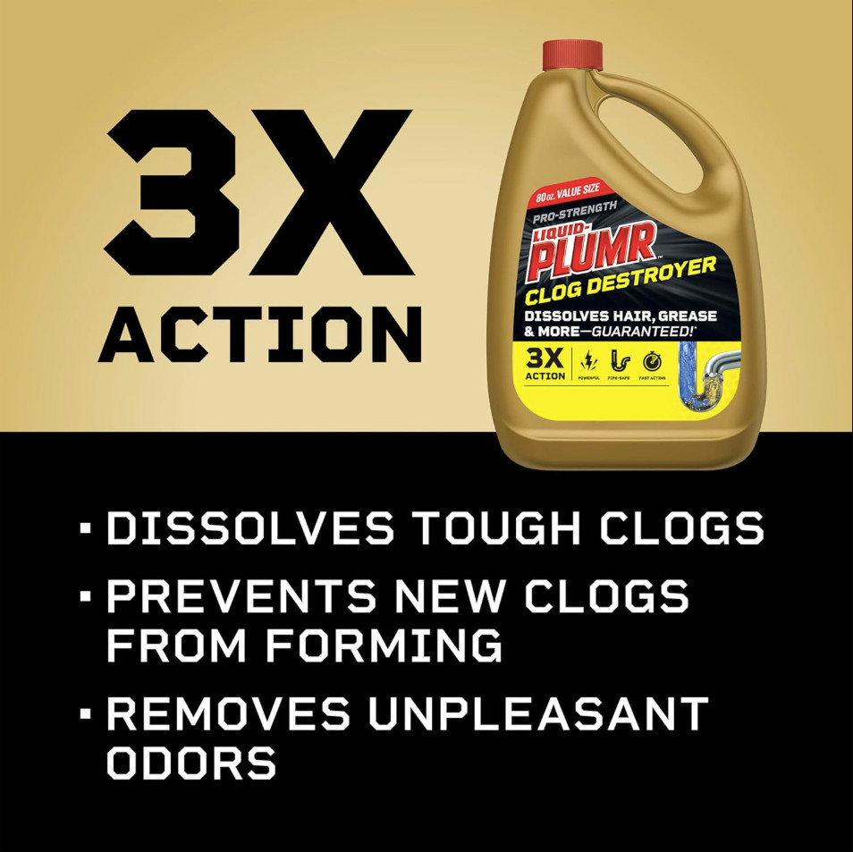Liquid-Plumr Pro-Strength Clog Destroyer Liquid Drain Cleaner 80 Fluid Ounces